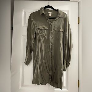 Long sleeve army green dress